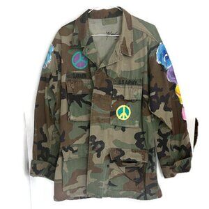 Camouflage Jacket with Peace Symbols
